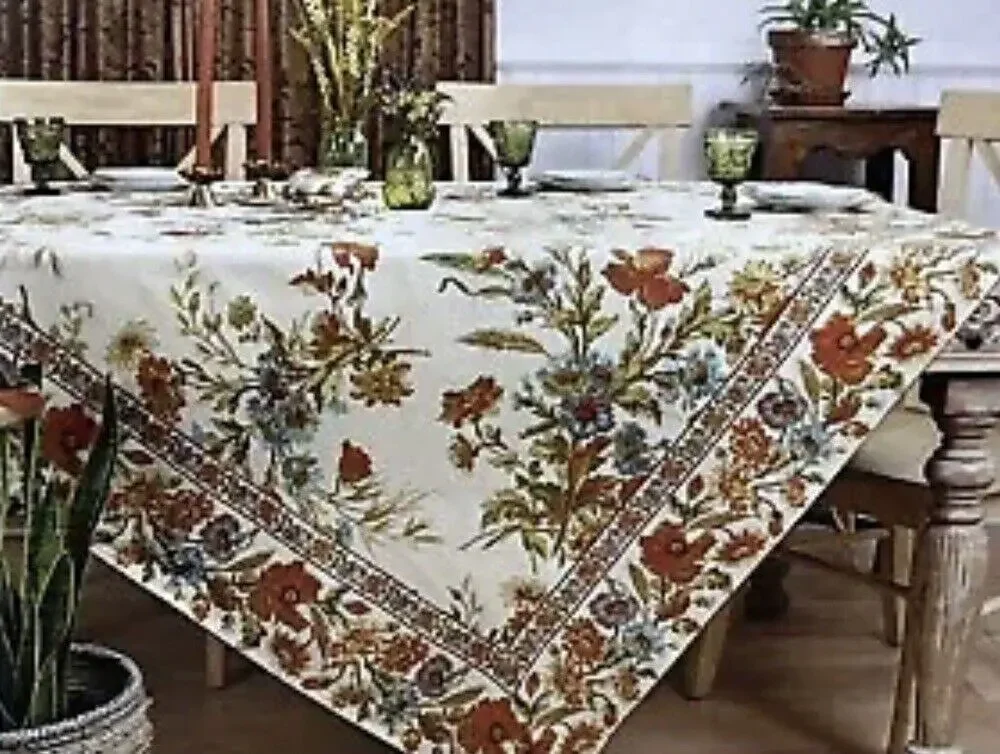 April Cornell WILDFLOWERS Tablecloth 60X104” Fall Colors Table For 8-12
